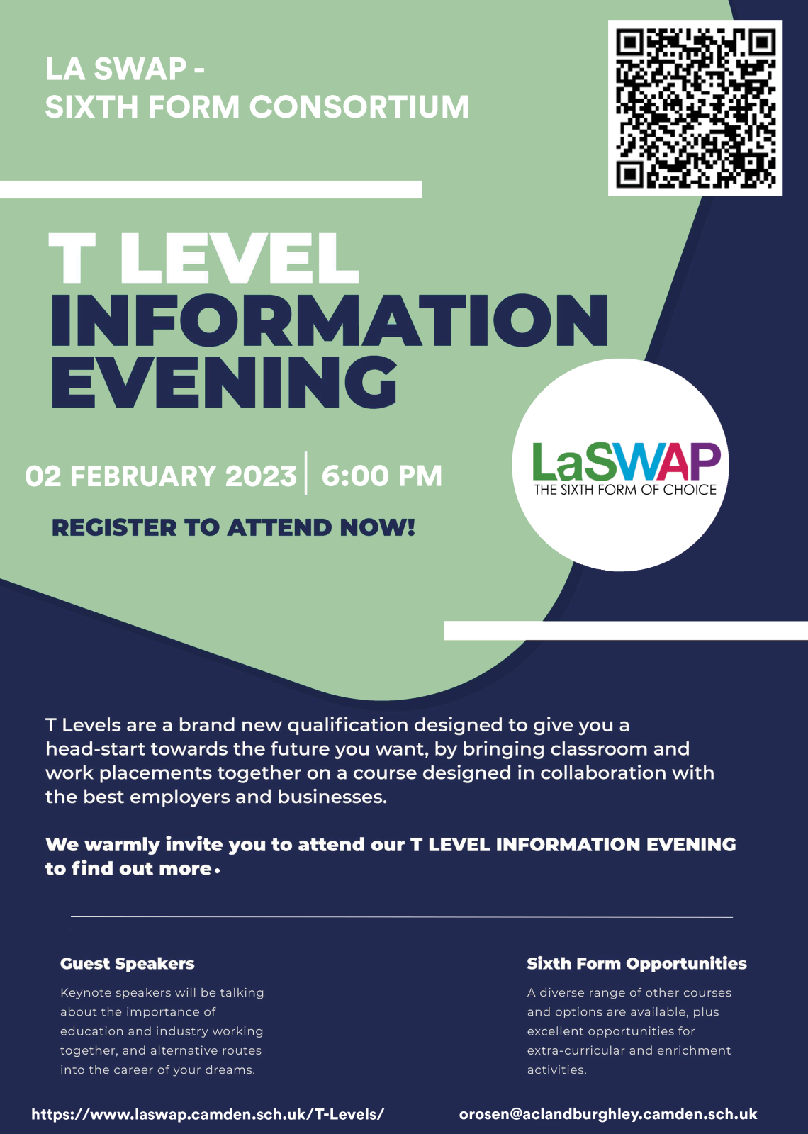T Level Information Evening poster