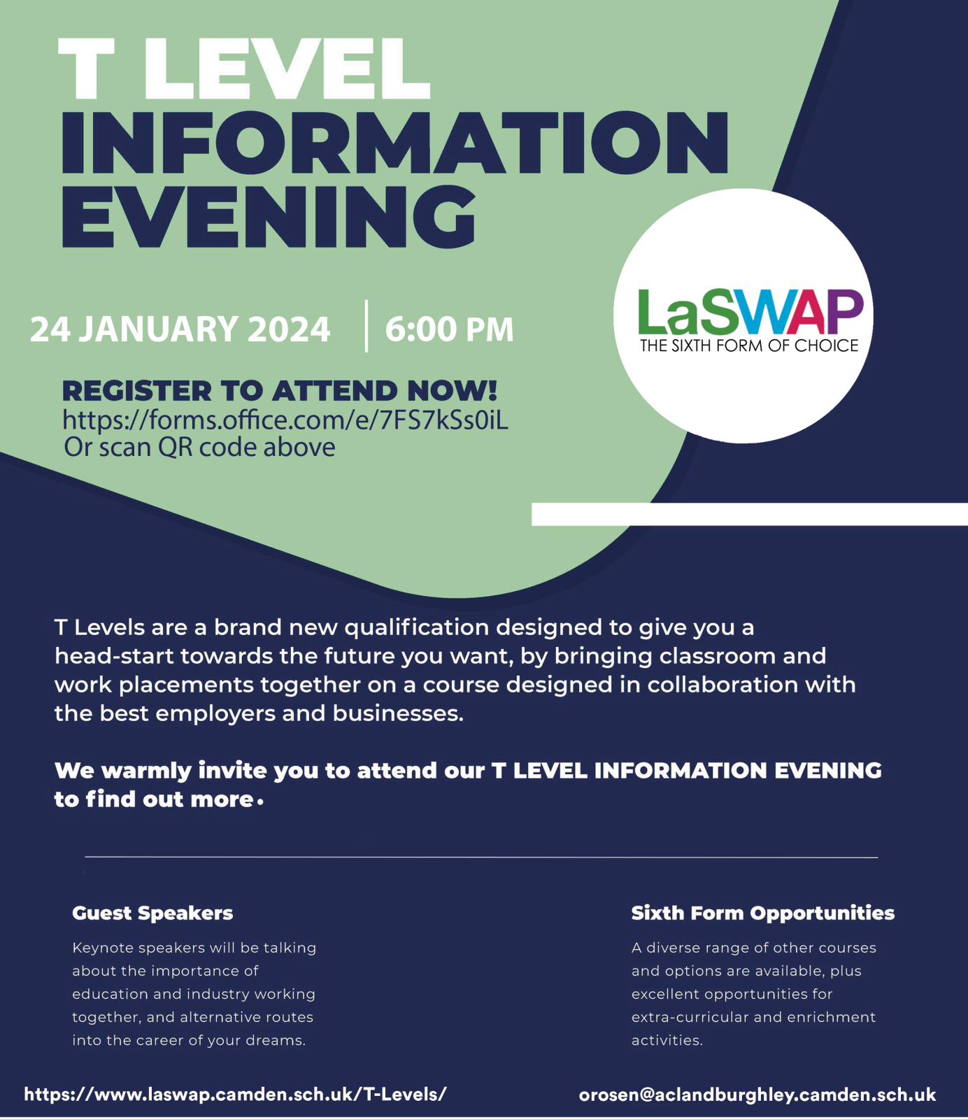 T Level Information Evening flyer